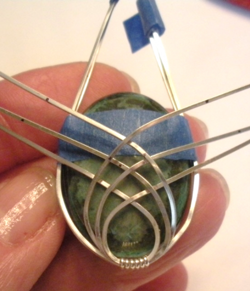 Judy Larson's Art Deco Wire Wrapped Pendant - , Classic Wire Jewelry, Wire Wrapping, Wrapping, Wire Wrapping Jewelry, wire wrapped cabochon